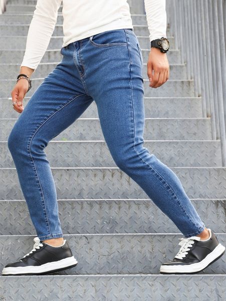 

men slant pocket skinny jeans w5vd#, Blue