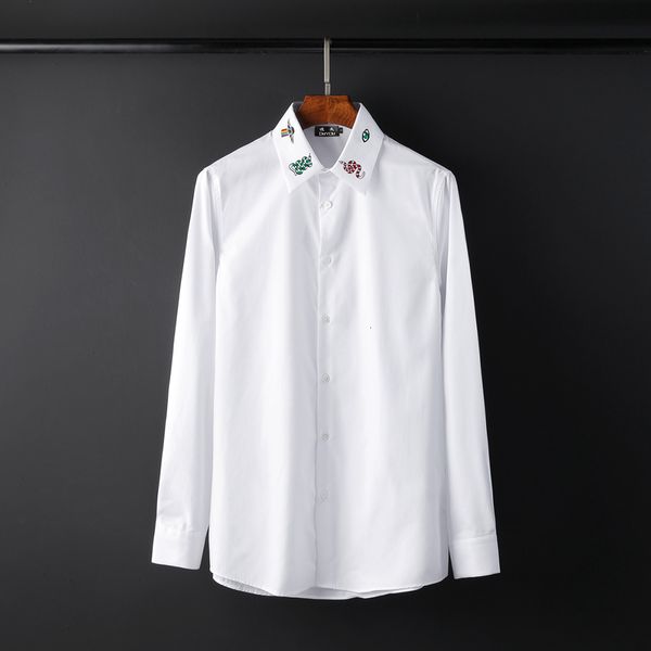 

men's solid 100% cotton long sleeved shirt business casual menswear basic 2190105505 90e1, White;black