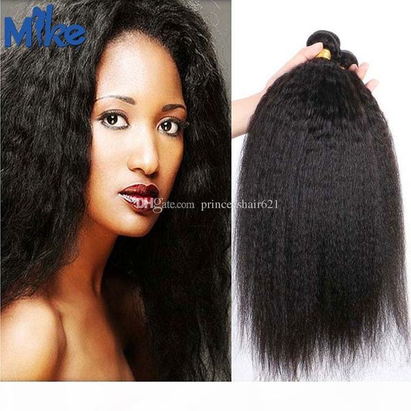 

mikehair brazilian peruvian indian malaysian hair wefts 4pcs lot factory wholesale human hair kinky straight mongolian human hair extensions, Black