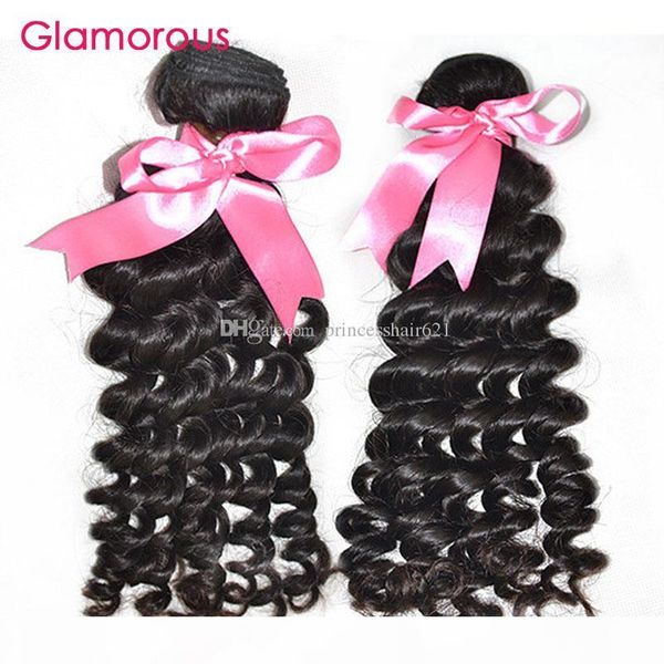 

glamorous brazilian virgin hair 2 bundles curly hair weave natural color double weft good quality virgin peruvian malaysian indian hair weft, Black