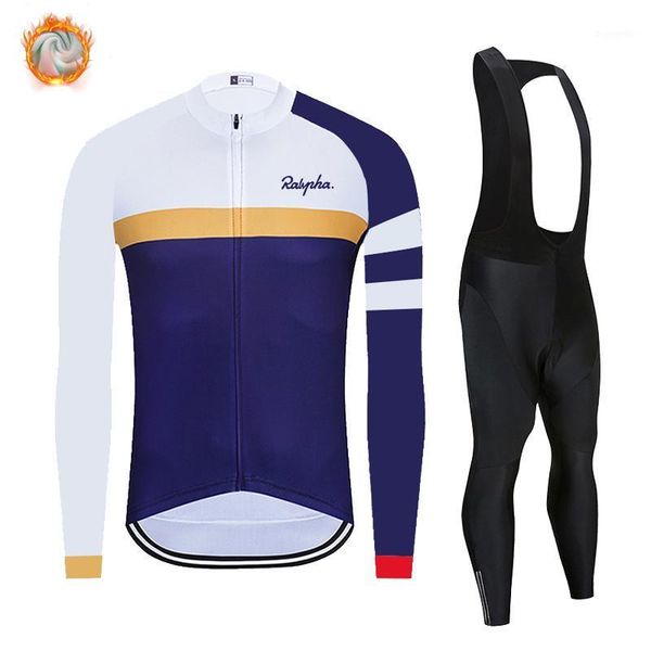 

2020 new winter cycling clothes raphaful long sleeve riding jersey set thermal fleece maillot ropa ciclismo invierno keep warm1, Black;blue
