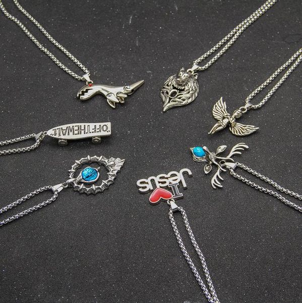 

fashion retro punk hip hop pendant necklace letters charm womens stainless steel cross necklace party jewelry gifts, Silver