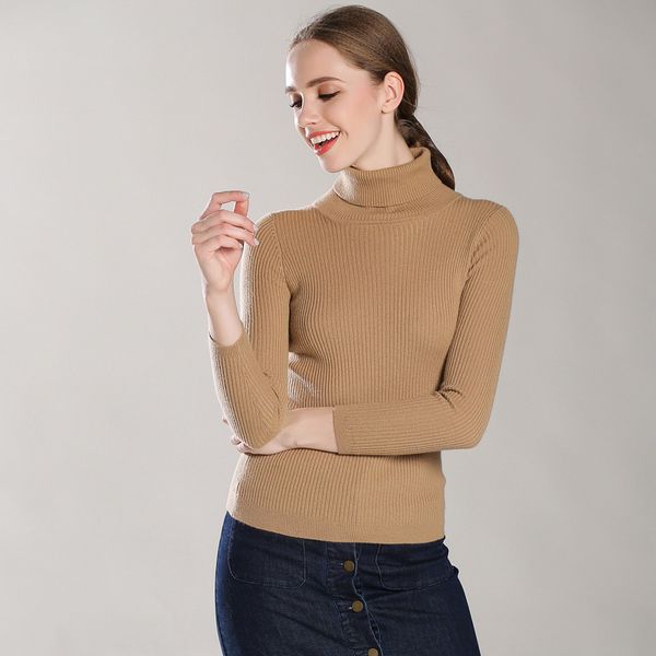 

2021 new 100% female cashmere turtlenecks allover fine powder trend multi-base color model jumper sweater a418, White;black