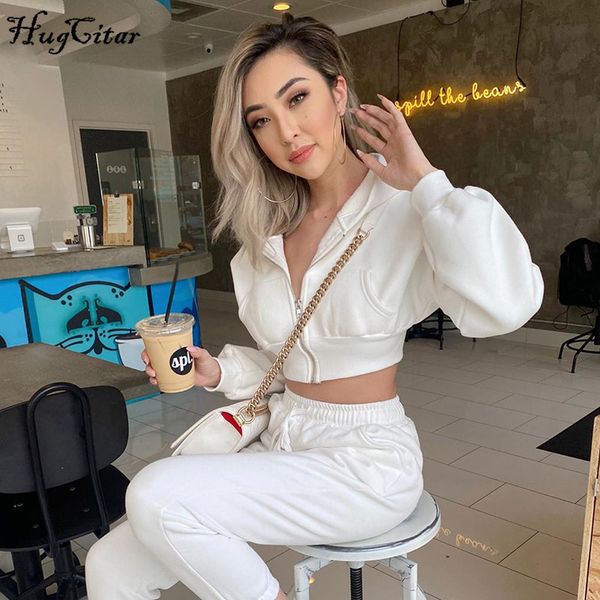 

casual coat 2020 long sleeve zip up hooded crop autumn winter women fashion streetwear outfits coat cropped jacket hoodies, Black