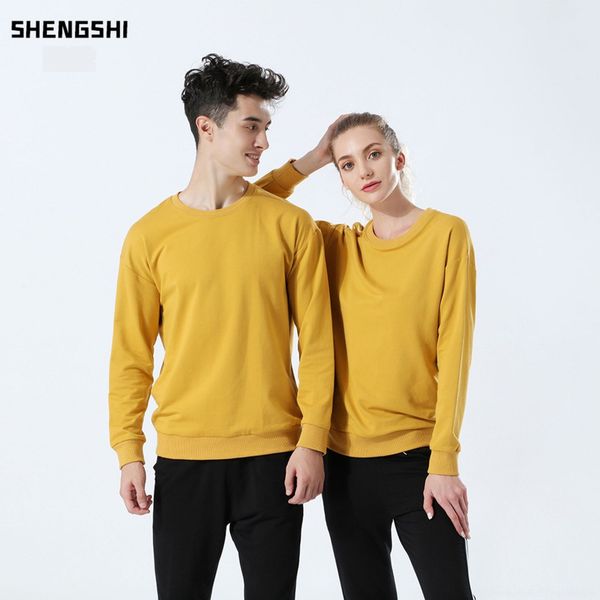 

3dshi tiktok new couple's crew sweatermen's and sweater neck solid terry sweater hooded cotton autumn winter wear ivfdv, Black