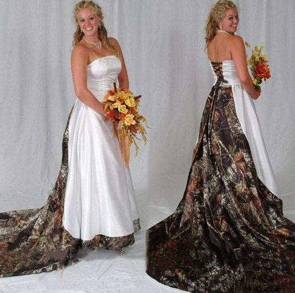 

2021 spring summer country camo wedding dresses a line long train graden bridal gowns plus size rustic wedding dress vestidos de novia, White