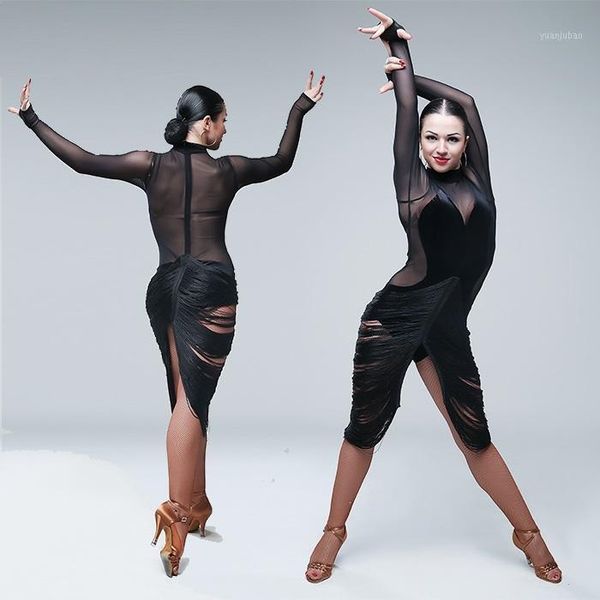 

black tassel latin dresses for dancing women's latin dance dress latino modern dance costumes for salsa rumba tango1, Black;red