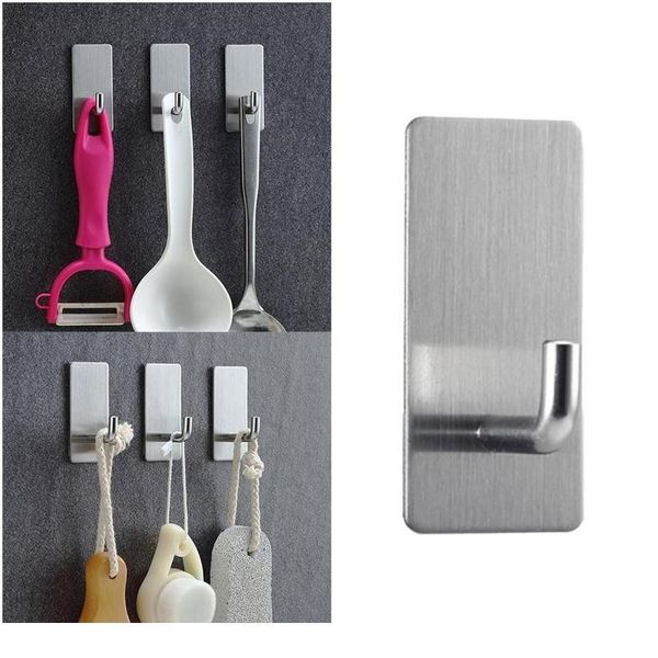 

1pcs stainless steel wall hook coat towel hooks strong self adhesive hooks waterproof for bathroom storage holder tow bbytwl