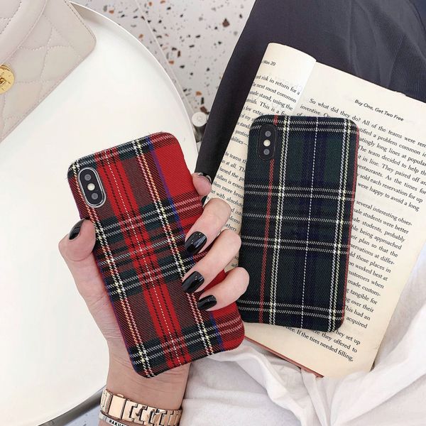 

british style plaid phone case for iphone 11/11pro/11pro max xsmax xr xs/x 7p/8p 7/8 fashion protective popular back cover 5 colors