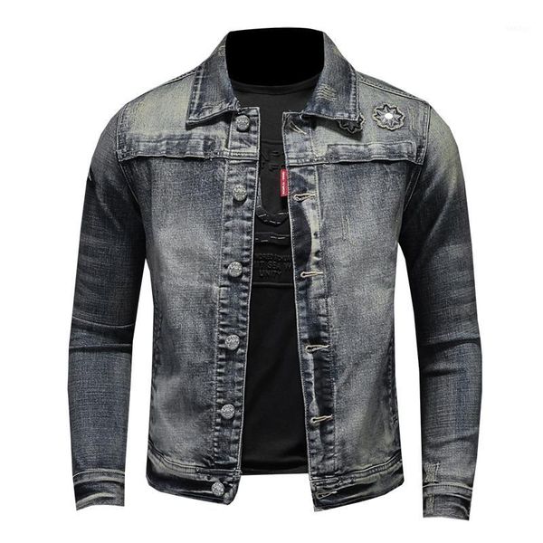 

retro denim jacket 2020 new european and american men elastic jean jackets coat1, Black;brown