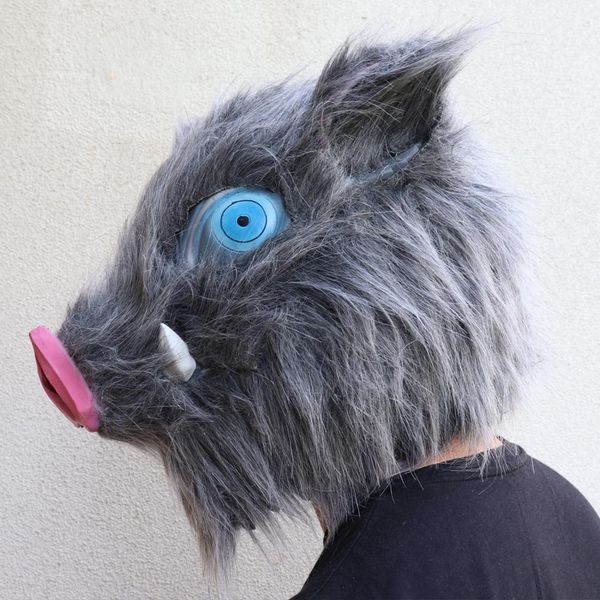 

no inosuke hashibira demon kimetsu slayer yaiba cosplay latex cotton hair pig masks christmas helmet party masquerade prop