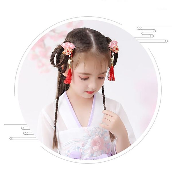 

hair accessories chinese clothing tassel hairpin children's headwear super cute costume step shake clip ancient princess1, Slivery;white