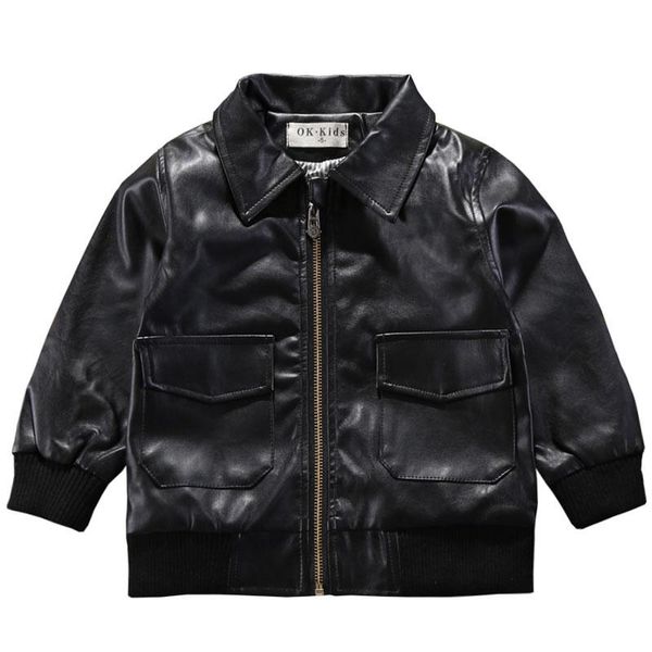 

jackets 2021 fashion spring autumn windbreaker pu leather jacket baby boys outerwear children locomotive clothing coat for 2-6y wear, Blue;gray