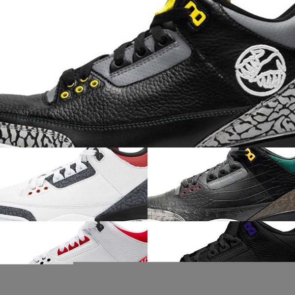 

2021 new fashion jumpman 3s mens basketball shoes 3 black sark iii men sneakers sports trainers shoes size 40-47 27