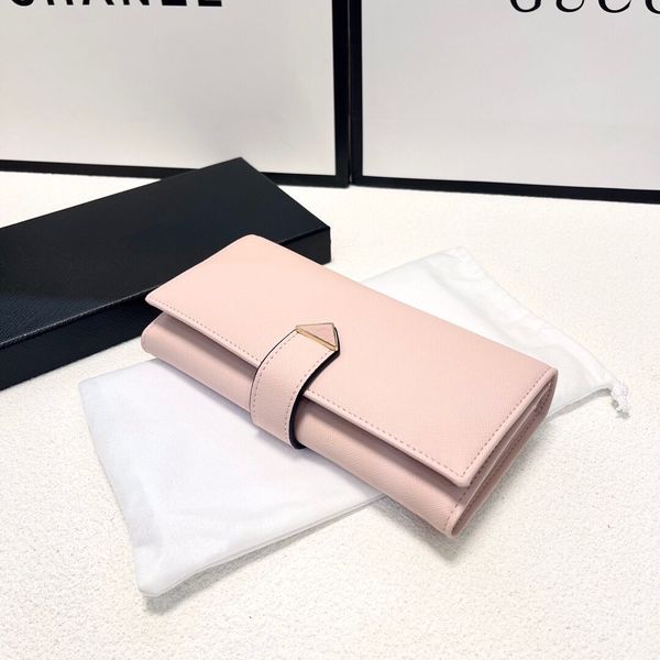 

2022designer wallet leather long women's pink change bag card bag, Red;black