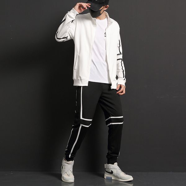 

2020 set men sportswear autumn suit clothes tracksuits male zipper sweatshirts +sweatpants hiphop streetwear mens track suits