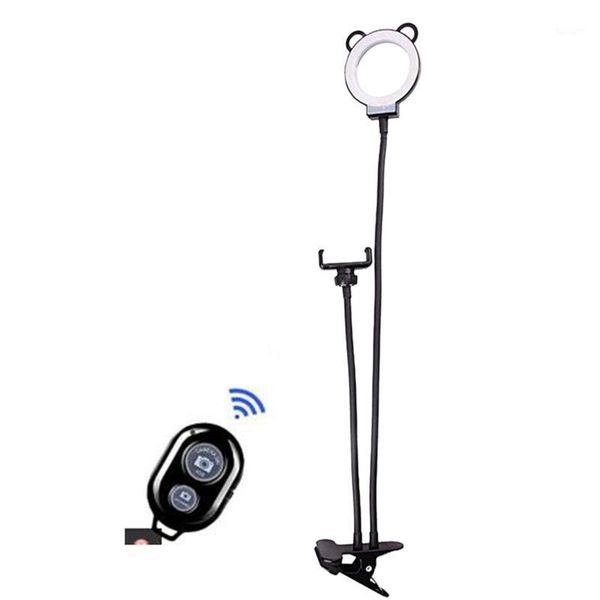 

flash heads dimmable selfie ring light with remote and 65cm gooseneck stand & cell phone for youtube live makeup studio1