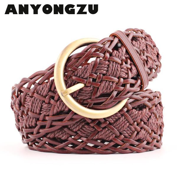 

belts anyongzu luxury women hand woven belt spring and summer fashion decoration wide black coffee white jeans overalls 105cm, Black;brown