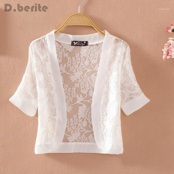 

lady short sleeve lace shrug bolero cape capelet jacket white open cardigan bathing suit beach cover qdd90611, Black;brown