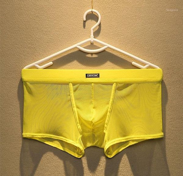 

men mesh hole ventilation underwear man boxers shorts panties four angle underpants soft net yarn transparent1, Black;white