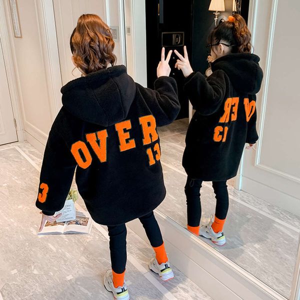 

korean winter 2020 version black new coat big thickened hoodie children's letter fat girl's cloth 2dyqqlbd
