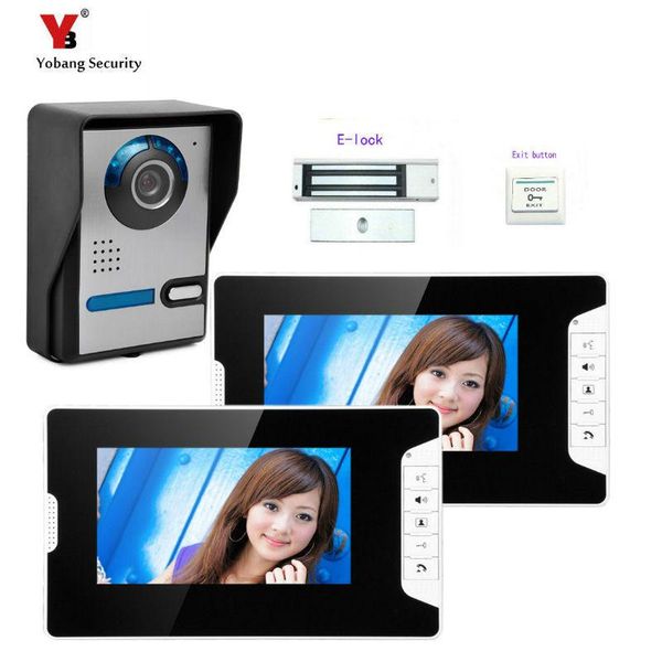 

video door phones yobang security hip 7" color phone wired village intercom bell phone+electric lock