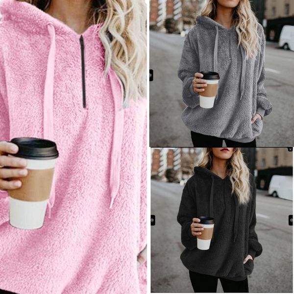 

2019 long sleeve hooded solid color women's 2019 long coat sleeve hooded solid color women's sweater sweater coat klco7, Black