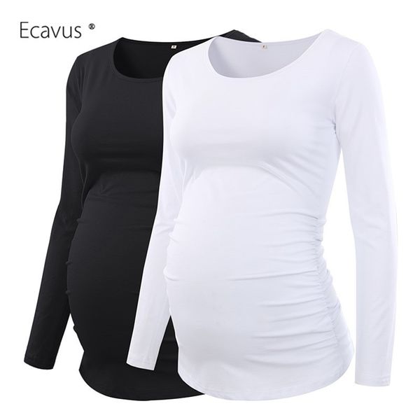 2 pacote salvar mulheres blusa de maternidade gravidez roupa manga longa camisa lado ruched casual clássico túnica maternidade tops lj201123