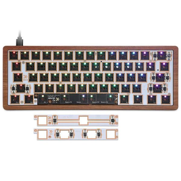 

gk61 kit swappable mechanical keyboard part 60% rgb keyboard customized kit wired bluetooth dual mode pcb mounting plate
