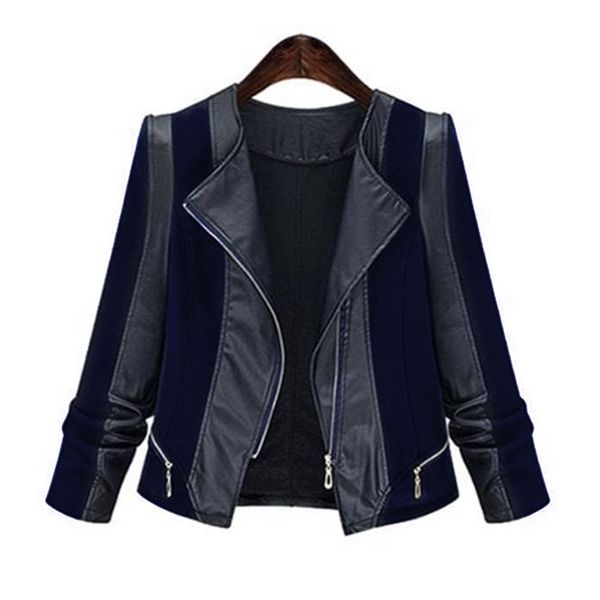 

5xl leather women coat jacket plus size patchwork motorcycle overcoat for female fashion zipper lady outerwear veste femme d25 y200101, Black;brown