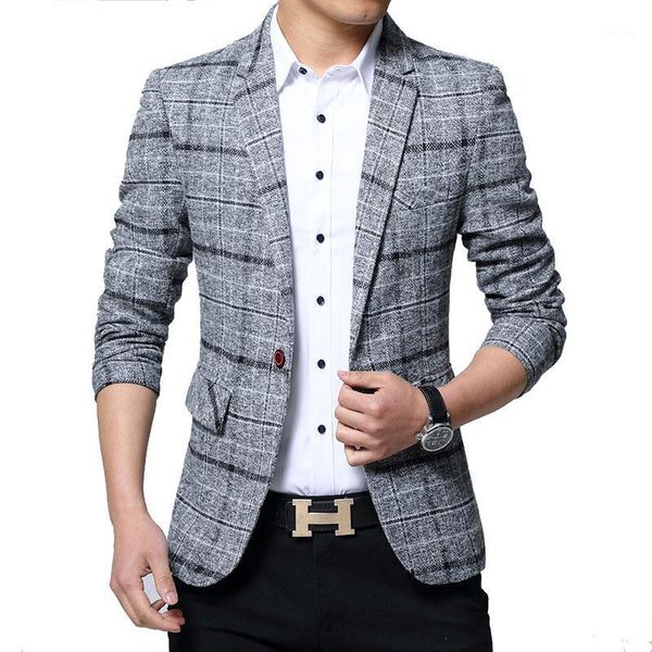 

men's suits & blazers men 4xl 5xl spring british style plaid male slim fat business casual blazer coat brand outwear jacket bf6031, White;black