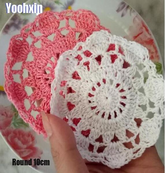 

горячая круглая кружевная хлопчатобумажная крючком вязаная стамат кубок корпус кружка кухня рождественские столовые поместите коврик ткань о