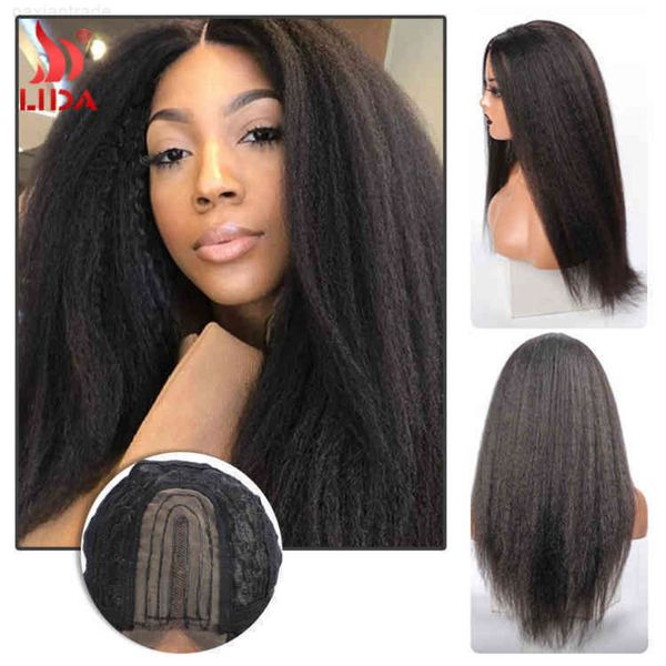 

kinky straight medium length lace wigs, Black