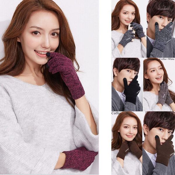 

winter cashmere touch screen gloves women man fashion mittens1, Blue;gray