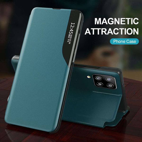 

a 42 case pu leather smart window view magnetic flip phone covers for samsung galaxy a42 5g 2020 sm-a426b 6.6'' book stand coque