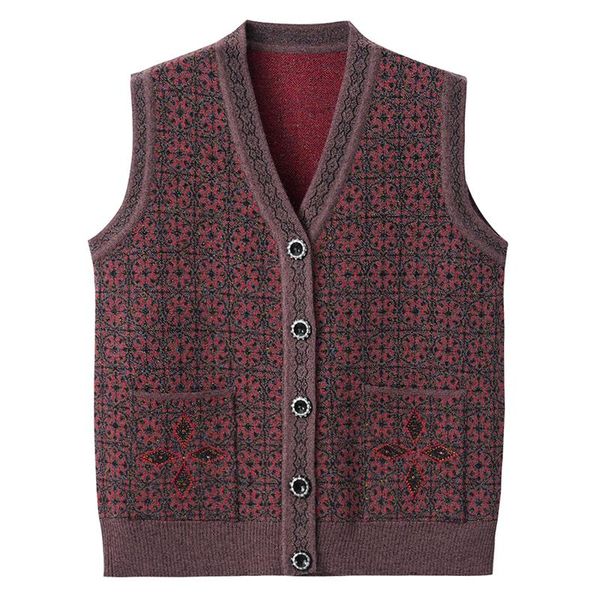 

women's knits & tees middle-aged and elderly sweater vest waistcoat spring autumn sleeveless coat cardigan knit short 4xl k1103, White