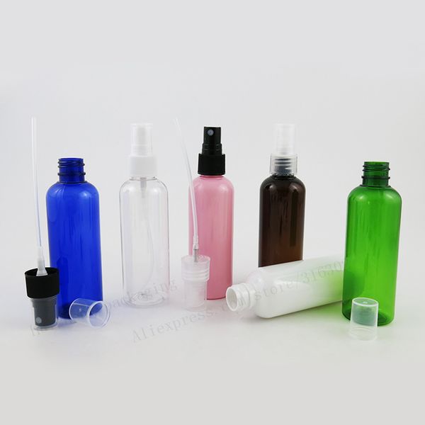 30 x 100ml DIY Azul Âmbar Verde Limpar Pink Branco PET Plastic Bottle Perfume 100cc Parfum Fragrance Atomizador