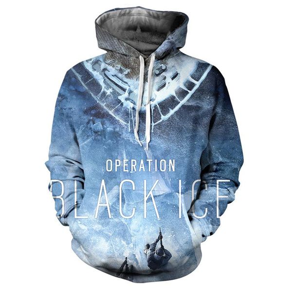 

2020 youth fashion new rainbow no. 6: siege 3d digital printing game pullover stereo, Black