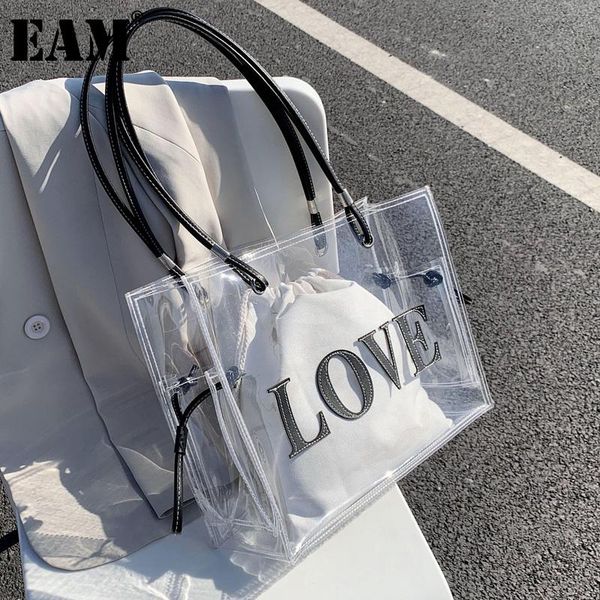 

cross body [eam] women drawstring large capacity coffee pvc personality all-match crossbody shoulder bag fashion tide 2021 18a1133