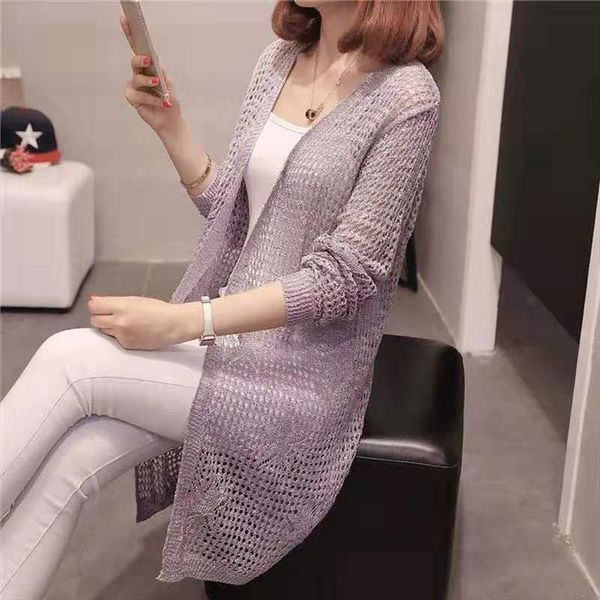 

long causal cardigan sweaters women hollow out knitted summer knitwear ladies v neck girls cardigans long sleeve jumper female, White;black