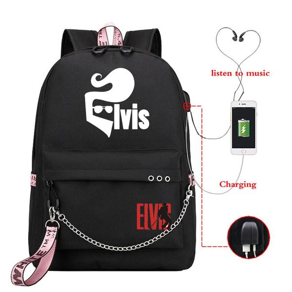 

mochila feminina usb charge travel backpack women elvis presley small bagpack school bags for teenage girls lapbackpack kids