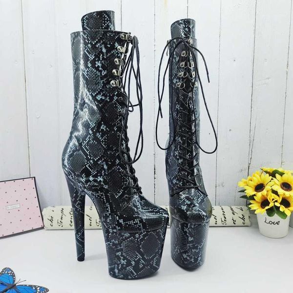 

boots leecabe snake pu 20cm/8inches pole dancing shoes high heel platform1, Black