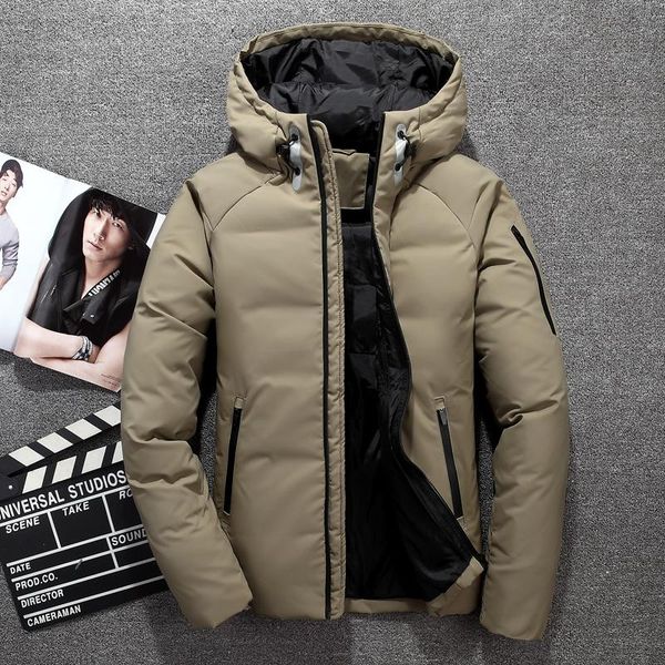 

2020 men winter feather jacket men's hooded camouflage parka jackets white mens thick jacket ultralight duck down male, Black