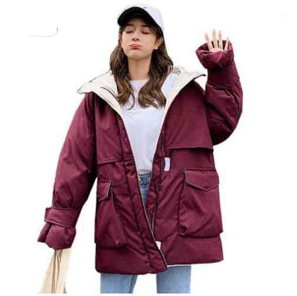 

2020 long parkas winter jacket women hooded windproof clothing female big pocket thicken winter coat women1, Black