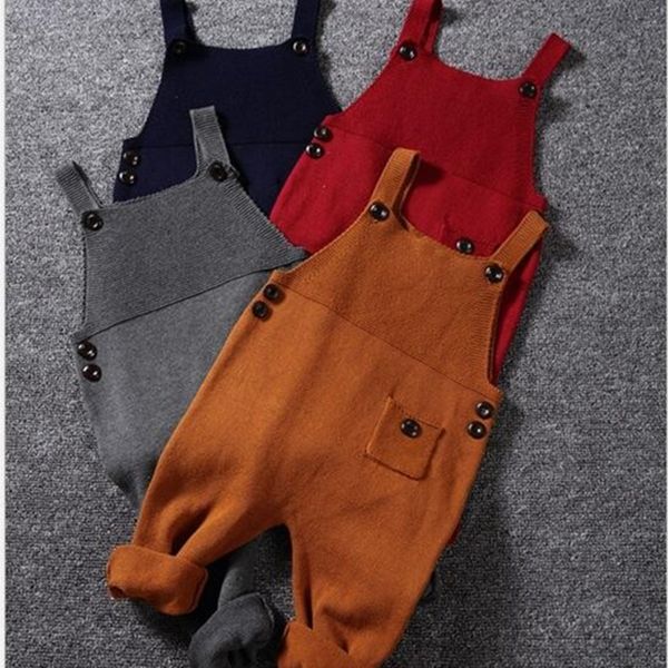 

knitted baby rompers 1-5y autumn baby boys clothes pocket toddler infant jumpsuits boys girls harem pants toddler kids overalls 201027, Blue