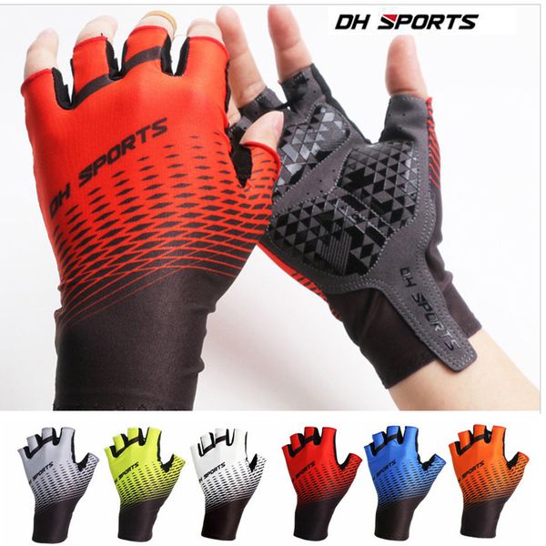 

dh cycling anti-slip anti-sweat men women half finger breathable anti-shock mtb bike bicycle glove sports gloves, Blue;gray