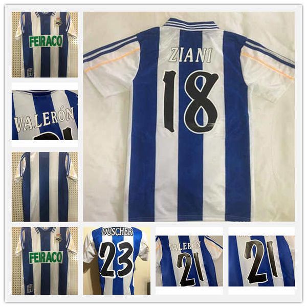 

1999 2000 retro deportivo la coruna soccer jerseys valeron turu flores pauleta makaay fernando bitinho 99 00 de la coruña football shirt, Black;yellow