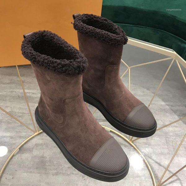 

woman snow boots winter fur warm boots slip on round toe shoes women casual solid thick bottom patchwork ladies shoes 20201, Black