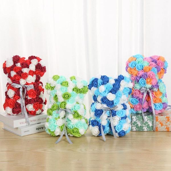 

40cm day gift gift decoration rose teddy bear rose artificial valentines flower christmas gifts valentines women red cbgas