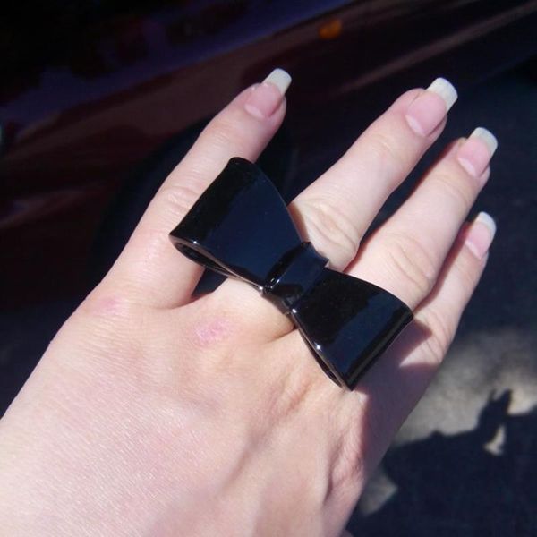 

cluster rings 7 colors acrylic finger for women bowknot design vintage bohemia female wedding engagement 2021 jewelry, Golden;silver